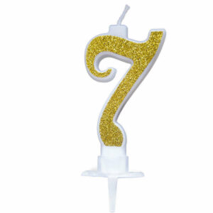 Candela 7 cm Glitter Oro numero 7 *