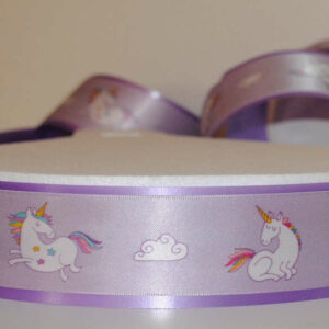 Nastro Liscio Viola con Unicorno 4,5 cm X 10 mt*