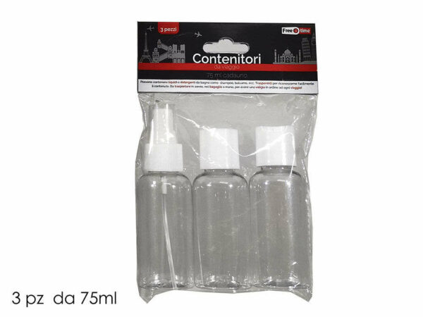 Set 3 contenitori da Viaggio in plastica da 75 ml *