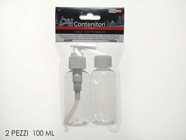 Set 2 contenitori da Viaggio in plastica da 100 ml *