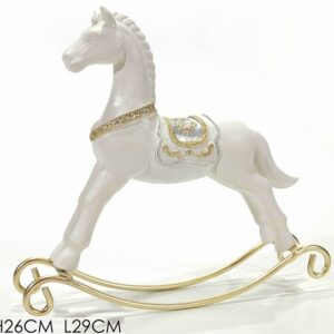 Cavallo a Dondolo Bianco con decorazioni Oro *