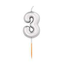 Candelina numero 3 Argento Metal 8 cm *