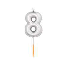 Candelina numero 8 Argento Metal 8 cm *