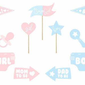 Photo Booth Gender Reveal Boy or Girl 11 Pezzi *