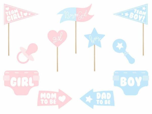 Photo Booth Gender Reveal Boy or Girl 11 Pezzi *