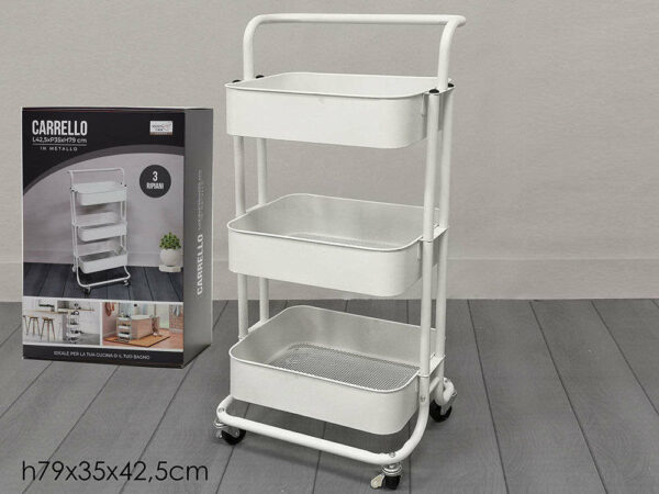 Carrello 3 Ripiani con ruote 35x42,5x79 cm *