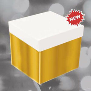 Big Skatush Scatola Regalo porta palloncini 60x60x60 Oro con coperchio Bianco *