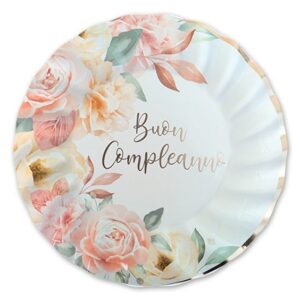 Piatti in carta 20 cm Buon Compleanno Rose Gold 8 pezzi *