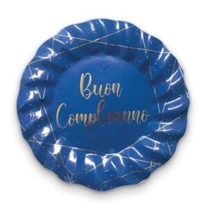 Piatti in carta 20 cm Buon Compleanno Blue Gold 8 pezzi *