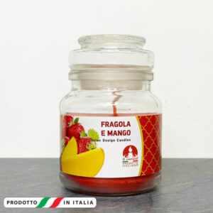 Giara in vetro 7×10 cm con Candela profumata Fragola e Mango *