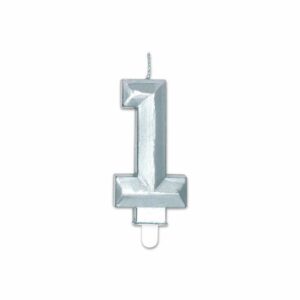 Candelina Diamant Argento Metal 9 cm numero 1 *