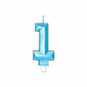 Candelina Diamant Blu Metal 9 cm numero 1 *