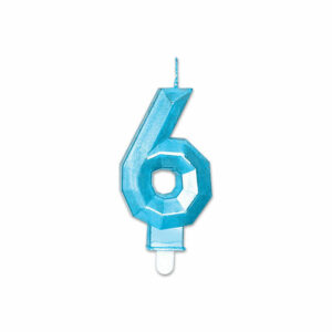 Candelina Diamant Blu Metal 9 cm numero 6 *