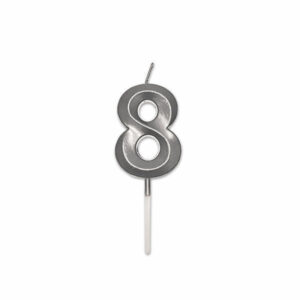 Candelina Prestige Argento Metal 9 cm numero 8 *