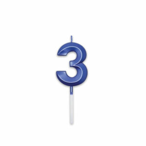 Candelina Prestige Blu Metal 9 cm numero 3 *