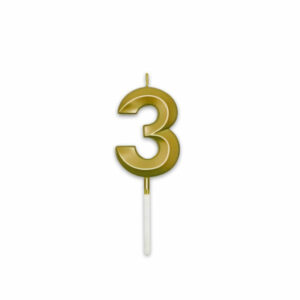 Candelina Prestige Oro Metal 9 cm numero 3 *