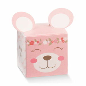 Scatola portaconfetti Cubo Pon Pon Rosa 5x5x5 cm 10 pezzi *