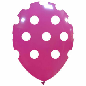 Palloncini in lattice 12” 30 cm Fucsia con pois bianchi 100 pezzi *