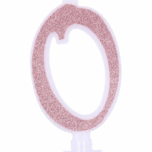 Candela 12 cm Glitter Rosa Gold numero 0 *