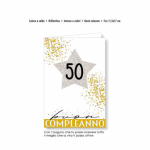 Biglietto Auguri numeri eleganti stella 50 anni *