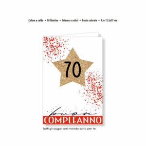 Biglietto Auguri numeri eleganti stella 70 anni *