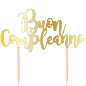 Cake Topper Italic 20×13 cm Buon Compleanno Oro *