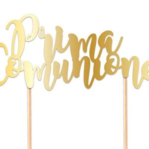 Cake Topper Italic 20×13 cm Prima Comunione Gold *