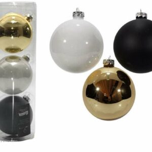 Set 3 palline in vetro 10 cm Oro Nero Bianco *