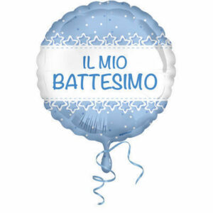 Palloncino Mylar 18” 45 cm Battesimo stelle azzurro