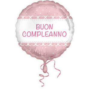 Palloncino Mylar 18” 45 cm Buon Compleanno cuori rosa