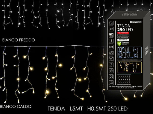 Tenda 250 Led luce Calda e Fredda 5 metri x 50 cm *