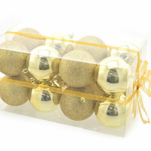 Box 16 sfere 8 cm Oro Lucido con glitter *