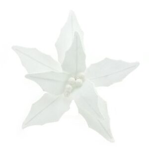 Fiore gambo corto velluto Bianco con glitter *