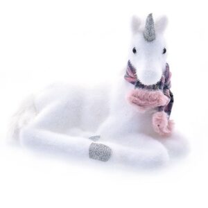 Unicorno bianco con sciarpa Rosa scozzese *