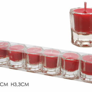 Set 6 candele Rosse in vetro *