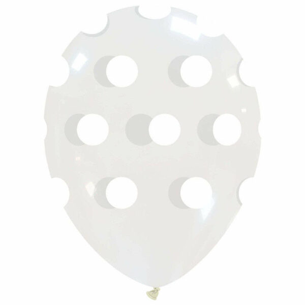 Palloncini in lattice 12'' 30 cm trasparenti con pois Bianchi 100 pezzi *