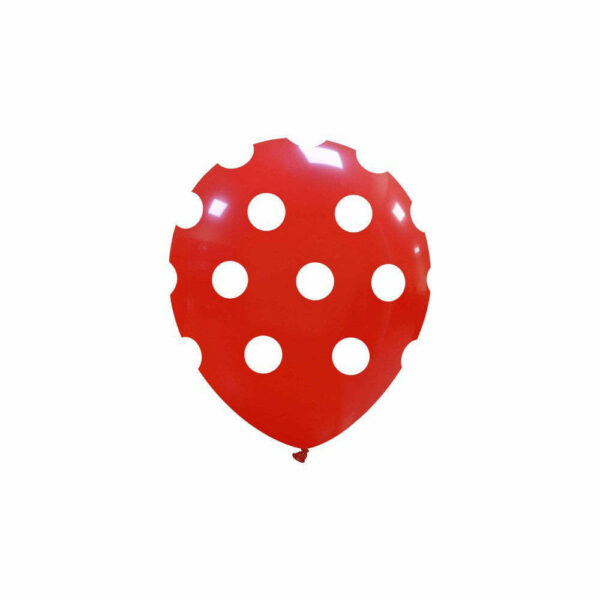 Palloncini in lattice 5'' 13 cm Rosso con pois Bianchi 100 pezzi *