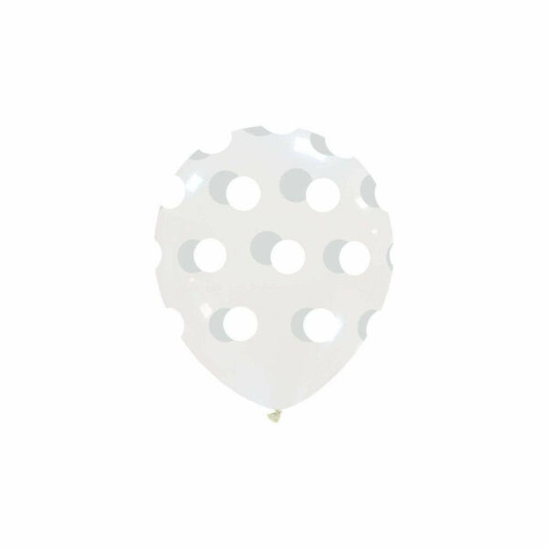 Palloncini in lattice 5'' 13 cm trasparenti con pois Bianchi 100 pezzi *