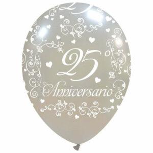 Palloncini in lattice Argento 12” 30 cm 25° Anniversario 20 pezzi *