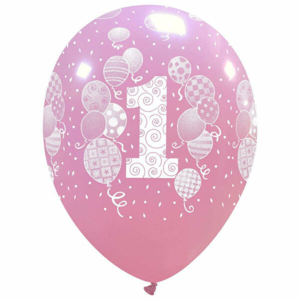 Palloncini in lattice Rosa 12'' 30 cm 1° Compleanno 20 pezzi *