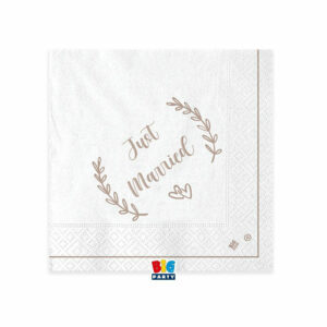 Tovaglioli 25×25 cm Just Married Kraft 20 pezzi