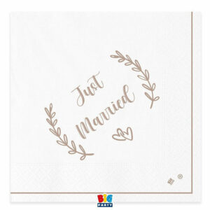 Tovaglioli 33×33 cm Just Married Kraft 20 pezzi