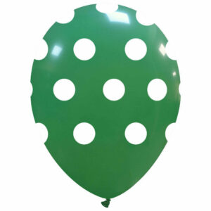 Palloncini in lattice 12” 30 cm Verde Scuro con pois Bianchi 100 pezzi *