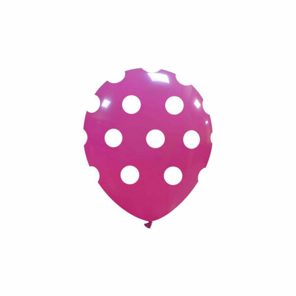 Palloncini in lattice 5'' 13 cm Fucsia con pois Bianchi 100 pezzi *