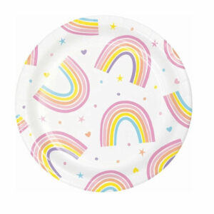 Piatti in carta 18 cm Happy Rainbow conf da 8 pz