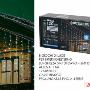 Tenda 120 Led Bianco Freddo 2×1 mt con giochi di luce uso esterno *