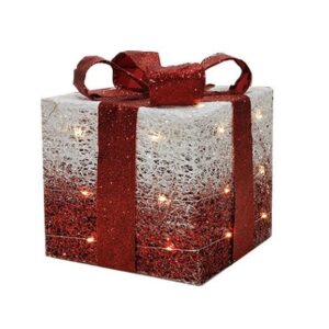 Pacco regalo luminoso 20 LED bianco e rosso 15 cm *