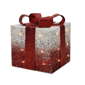 Pacco regalo luminoso 40 LED bianco e rosso 25 cm *