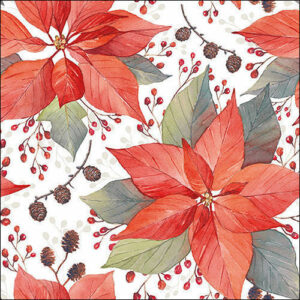 Tovaglioli 33×33 cm Poinsettia And Berries 20 pezzi *