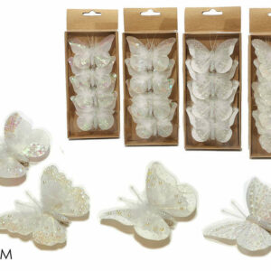 Set 4 Farfalle 10 cm con molletta Bianco *